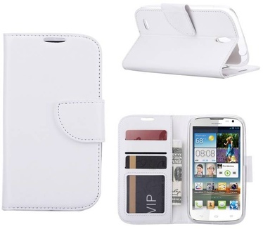 Luxe Lederen Bookcase hoesje voor de Huawei Ascend G610 - Wit (Huawei Ascend G610) Wit