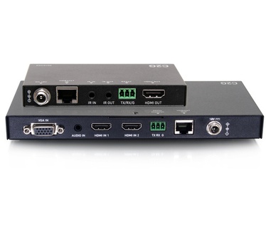 CablesToGo Dual 4K HDMI® HDBaseT + VGA, 3,5mm, en RS232 over Cat Switching Extender Box-zender naar Ultra-Slim Box-ontvanger - 4K 60Hz