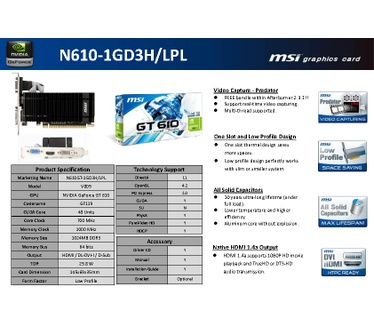 MSI GeForce GT 610 (700MHz) 1GB