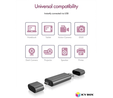 Icy Box External card reader with multi-USB connector