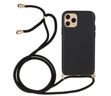 qMust Soft TPU Apple iPhone 11 Pro Max hoesje met koord - Zwart
