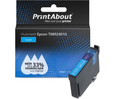 PrintAbout Huismerk Epson T08924010 Inktcartridge Cyaan