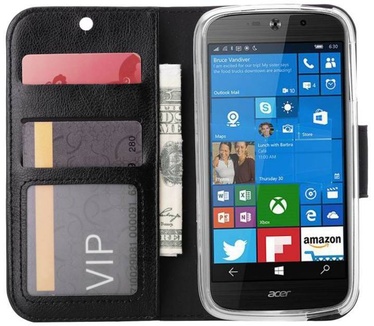 Luxe Lederen Bookcase hoesje voor de Acer Liquid Jade - Zwart (Acer Liquid Jade) Zwart