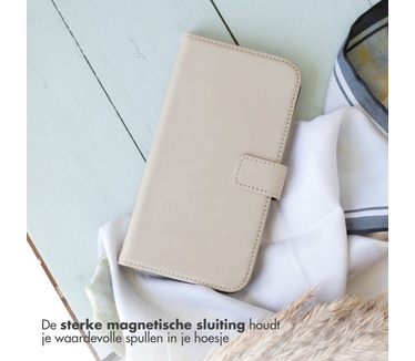 Selencia Echt Lederen Bookcase iPhone 13 Mini - Lichtgrijs