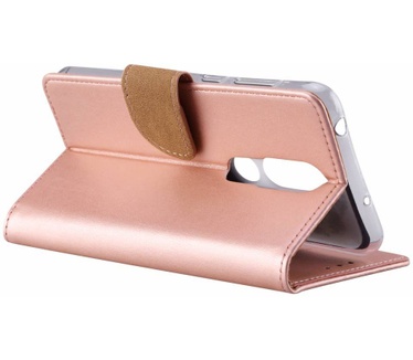 Luxe Lederen Bookcase hoesje voor de Nokia 6.1 Plus - Metallic Roze (Nokia 6.1 Plus) Rosé Goud
