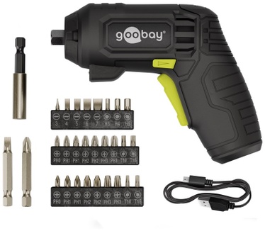 Goobay Mini Cordless Screwdriver Set, 31 Pcs. - pistol-gr