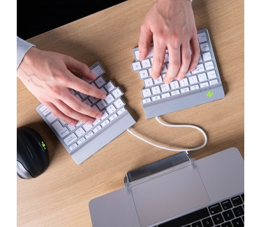 R-Go Tools Ergonomisch toetsenbord R-Go Split Break met pauzesoftware, gesplitst toetsenbord, AZERTY (FR), Bluetooth, wit