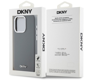 DKNY Silicone Metal Logo Back Case - iPhone 15 Pro (6.1") - Grijs Grijs