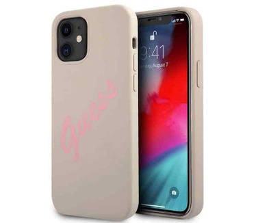 Guess Silicone Vintage Back Cover - Apple iPhone 12 Mini - Grijs Grijs