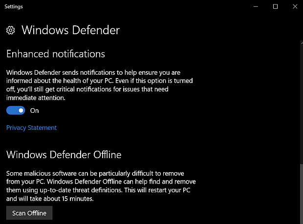 Windows 10 Anniversary Update Defender