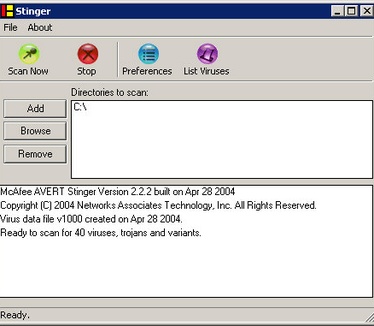 McAfee Stinger 2.2.2 screenshot