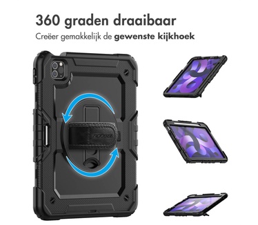 Accezz Rugged Backcover met schouderstrap iPad Air (2022 / 2020) - Zwart
