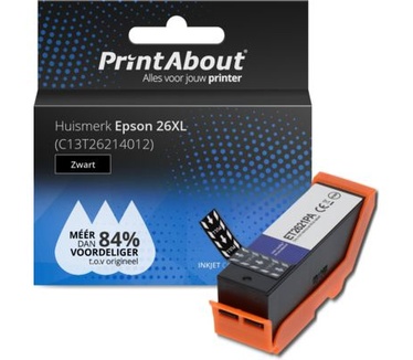 PrintAbout Huismerk Epson 26XL (C13T26214012) Inktcartridge Zwart Hoge capaciteit