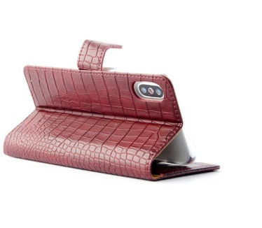 Krokodillen design Lederen Bookcase hoesje voor de Apple iPhone XS - Bordeauxrood (Apple iPhone XS) Bordeaux Rood