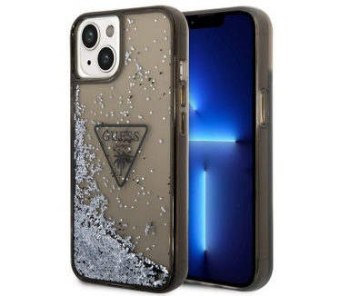 Guess Liquid Glitter Triangle Case - iPhone 14 (6.1") - Zwart Zwart