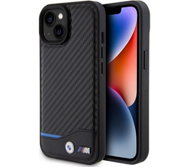 BMW M Blue Line Back Case - Apple iPhone 15 Plus (6.7") - Zwart Zwart