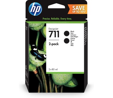 HP 711 2-pack 80-ml Black DesignJet Ink Cartridges