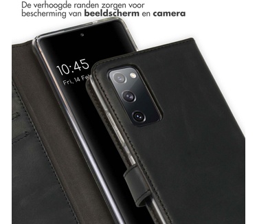 Selencia Echt Lederen Bookcase Samsung Galaxy S20 FE - Zwart