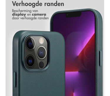 Accezz MagSafe Leather Backcover iPhone 13 Pro - Donkergroen