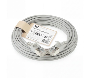 ACT Grijze 7 meter LSZH S/FTP CAT6A slimline patchkabel snagless met RJ45 connectoren