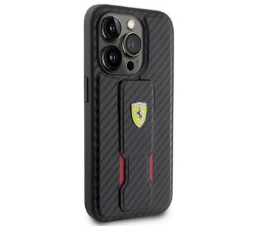 Ferrari Carbon Grip Back Case - iPhone 15 Pro Max (6.7") - Zwart Zwart