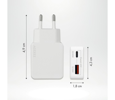 Accezz Ultra Slim GaN Charger 45W - USB-A + USB-C