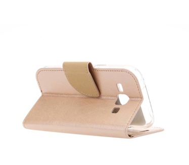 Luxe Lederen Bookcase hoesje voor de Samsung Galaxy J1 - Goud (Samsung Galaxy J1) Goud