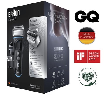 Braun Series 8 8365cc Volgende Generatie Elektrisch Scheerapparaat, Clean&Charge-station, Zwart