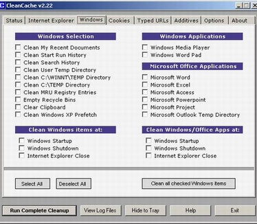 CleanCache 2.22 screenshot (resized)