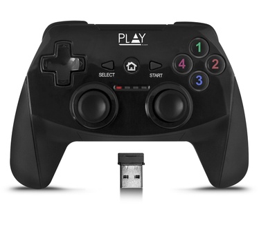 Ewent Play Gaming PL3331 Draadloze USB Gamepad met oplaadbare batterij, X-input en Direct-input Zwart
