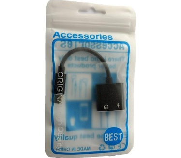 Ascromy USB type-C Aux Jack Headphone Adapter Charger Audio Kabel Zwart