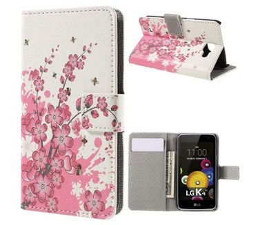 qMust LG K4 Wallet Case - hoesje met stand - Pink Blossom