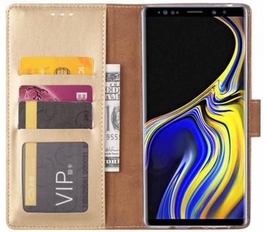 Luxe Lederen Bookcase hoesje voor de Samsung Galaxy Note 9 - Goud (Samsung Galaxy Note 9) Goud