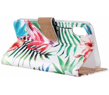 Flamingo print lederen Bookcase hoesje voor de Apple iPhone XR - Wit (Apple iPhone XR) Wit