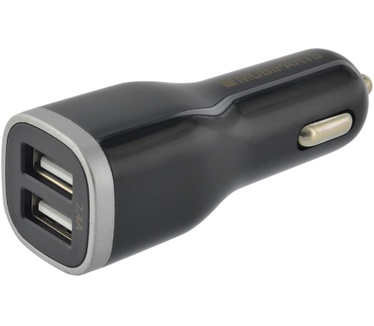 Mobiparts Car Charger Dual USB 2.4A + Micro USB Cable Black