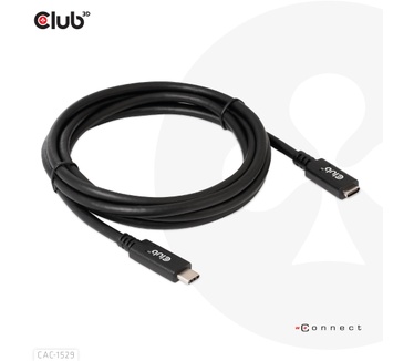 Club 3D USB Gen1 Type-C Extensie kabel 5Gbps 60W(20V/3A) 4K60Hz M/F 2m/6.56ft