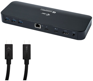 i-tec Thunderbolt 3 Dual 4K Docking Station with Power Delivery 65W + Two TB3 Cables: 150cm & 70cm