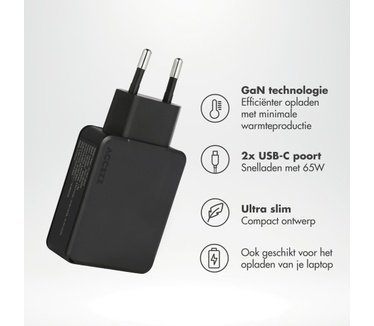 Accezz Ultra Slim GaN Charger 65W - 2x USB-C