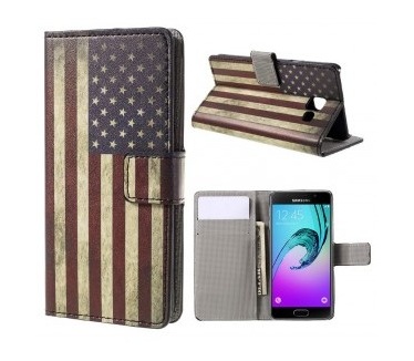 qMust Samsung Galaxy A3 (2016) Wallet Case - hoesje met stand - USA