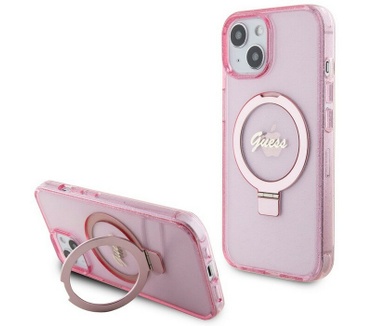 Guess Ring MagSafe Back Case voor Apple iPhone 15 (6.1") - Roze Roze