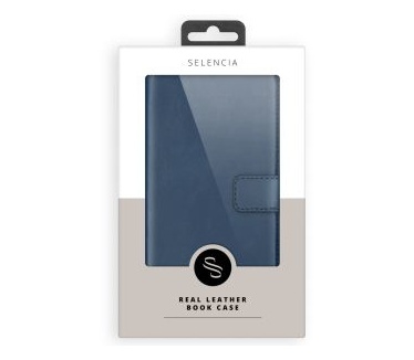 Selencia Echt Lederen Bookcase Huawei P30 Lite - Blauw