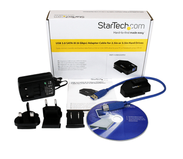 Startech.com USB 3.0 to SATA III Adapter for 2.5in or 3.5in Drives Zwart