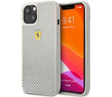 Ferrari Carbon Back Case - Apple iPhone 13 (6.1") - Zilver Zilver