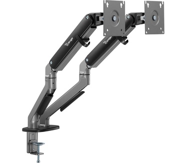 Ranqer Pro Dual Monitorbeugel - Monitorarm - 2 schermen - 17 tot 32 inch schermen - VESA-montage - kantel- en draaibaar - space grey