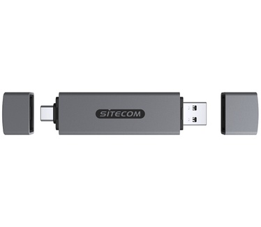 Sitecom USB-A + USB-C Stick Card Reader with USB Port kaartlezer