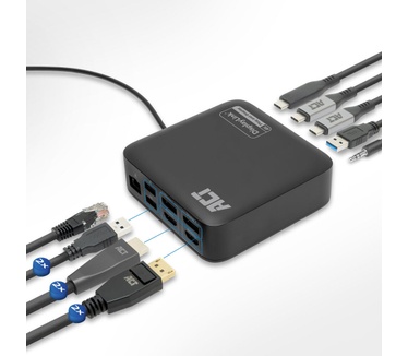 ACT USB-C Docking Station 4K, for 2 HDMI/DisplayPort monitors, DisplayLink