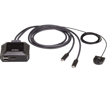 Aten USB-C 4K DisplayPort KVM-schakelaar Met 2 Poorten En Remote Port Selector KVM Switch - Zwart
