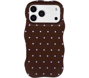 Selencia Vivid Wavy Backcover met MagSafe voor de Apple iPhone 17 Pro Max - Happy Dots Chocolate