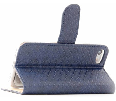 Schubben design Lederen Bookcase hoesje voor de Apple iPhone 8 - Donkerblauw (Apple iPhone 8) Blauw