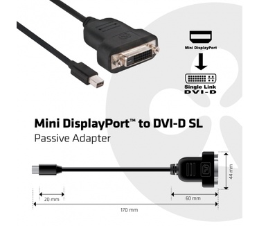 Club 3D Mini DisplayPort to DVI-D Single-Link cable (passief)